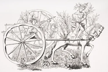 Come prendere un carro per attirare le bestie, da una miniatura nel manoscritto del XV secolo di Phoebus, da 